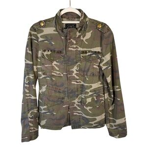 Streetwear Society Green Camouflage Military Utility Jacket Size S Streetwear